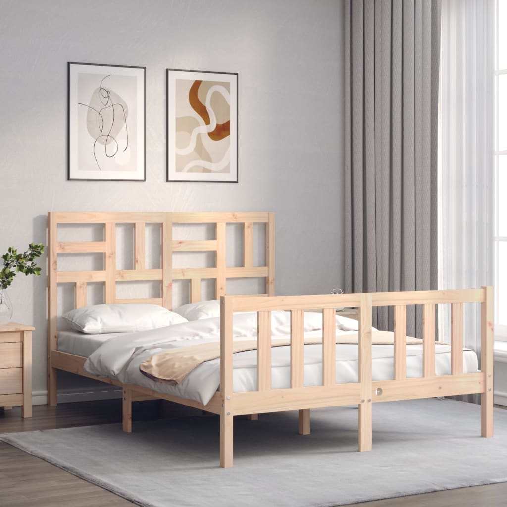 Estrutura de cama com cabeceira 120x200 cmmadeira maciça