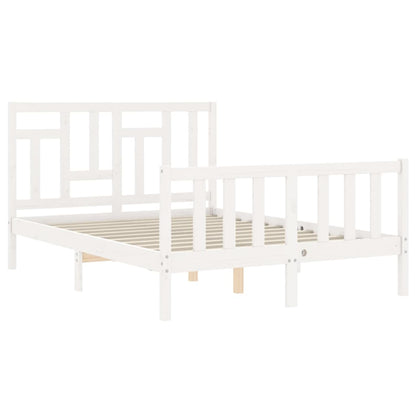 Estrutura de cama com cabeceira 140x190cm madeira maciça branco