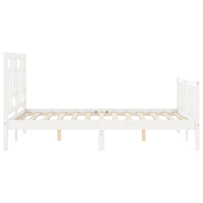 Estrutura de cama com cabeceira 140x190cm madeira maciça branco