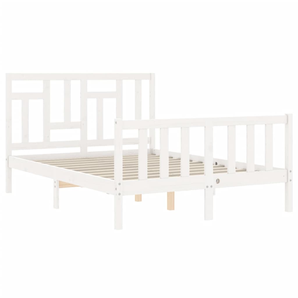 Estrutura de cama com cabeceira 120x200cm madeira maciça branco