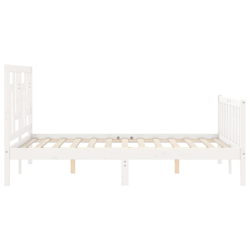 Estrutura de cama com cabeceira 120x200cm madeira maciça branco