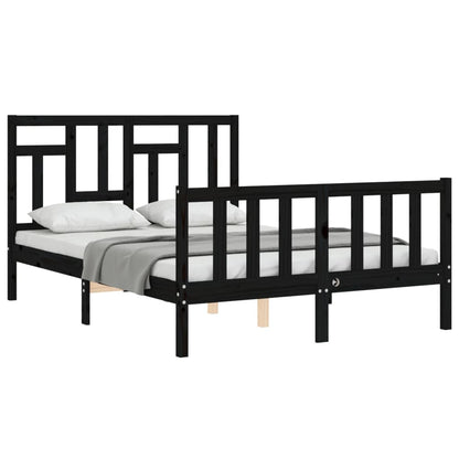 Estrutura de cama com cabeceira 120x200cm madeira maciçao preto