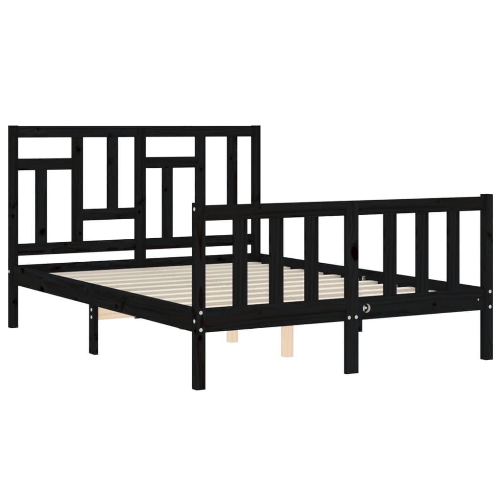 Estrutura de cama com cabeceira 120x200cm madeira maciçao preto