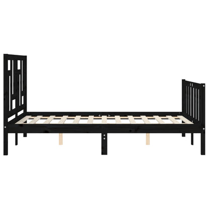 Estrutura de cama com cabeceira 120x200cm madeira maciçao preto