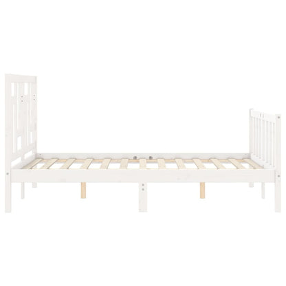 Estrutura de cama com cabeceira 140x200cm madeira maciça branco