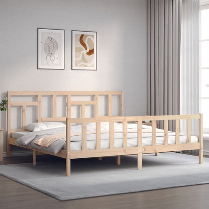 Estrutura de cama com cabeceira 200x200 cm madeira maciça