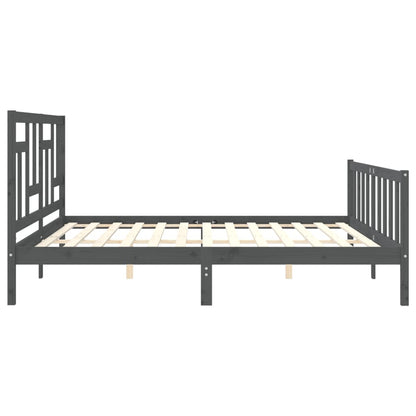 Estrutura de cama com cabeceira 200x200 cm madeira maciça cinza