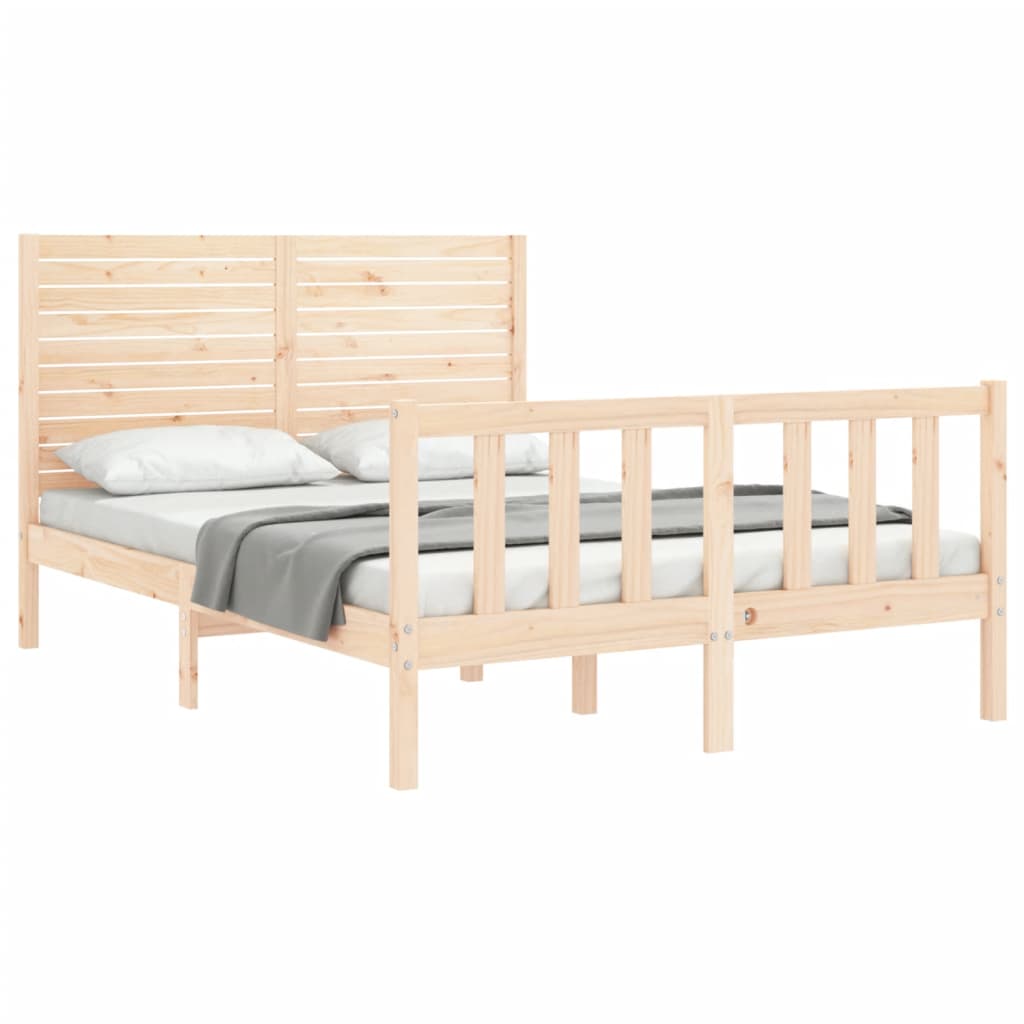 Estrutura de cama com cabeceira 140x190 cm madeira maciça