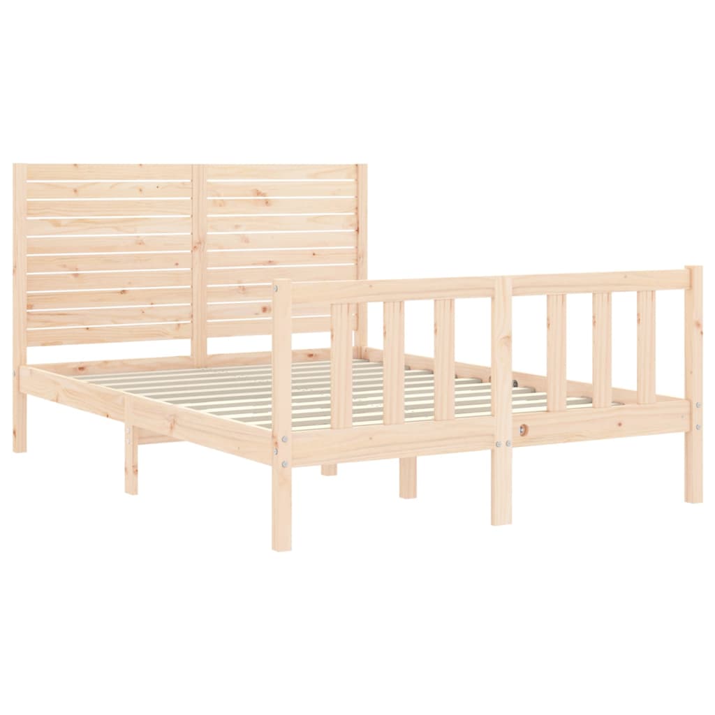 Estrutura de cama com cabeceira 140x190 cm madeira maciça