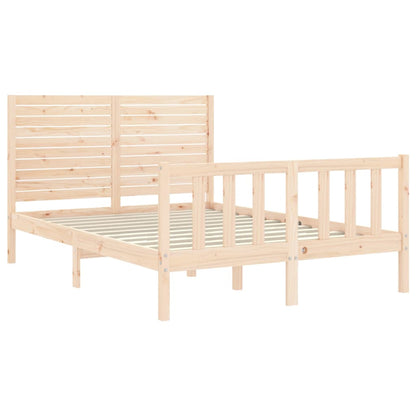 Estrutura de cama com cabeceira 140x190 cm madeira maciça