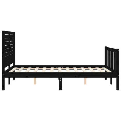 Estrutura de cama com cabeceira 140x190 cm madeira maciça preto