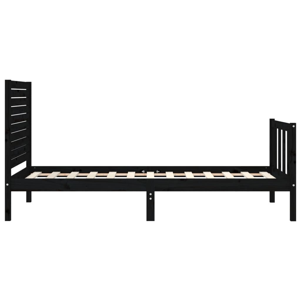 Estrutura de cama com cabeceira 90x200 cm madeira maciça preto