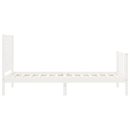 Estrutura de cama com cabeceira 100x200cm madeira maciça branco