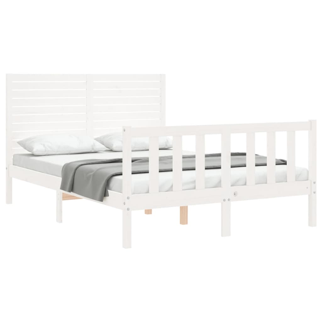 Estrutura de cama com cabeceira 120x200cm madeira maciça branco