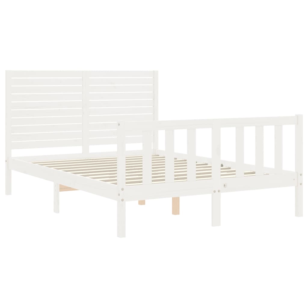 Estrutura de cama com cabeceira 120x200cm madeira maciça branco