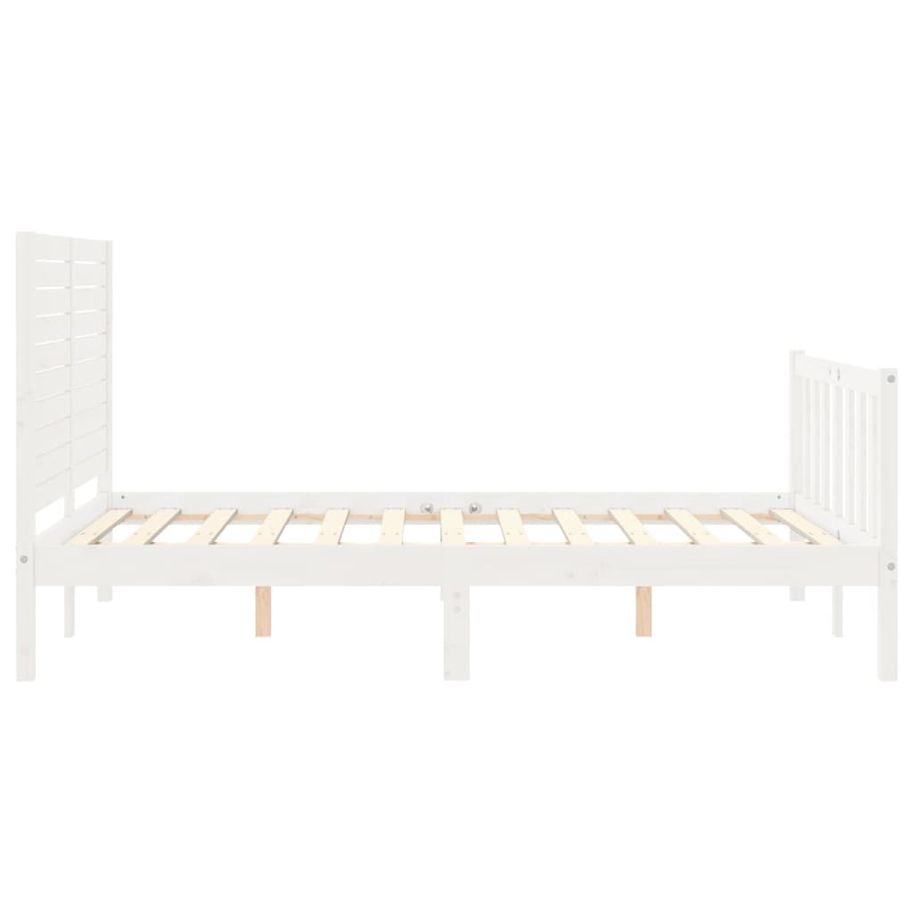 Estrutura de cama com cabeceira 120x200cm madeira maciça branco