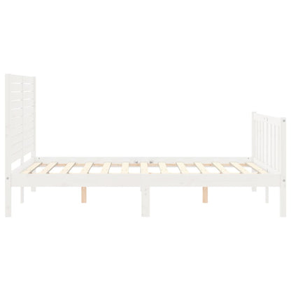 Estrutura de cama com cabeceira 120x200cm madeira maciça branco