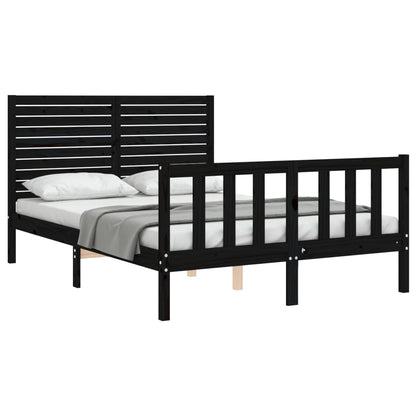 Estrutura de cama com cabeceira 120x200cm madeira maciçao preto