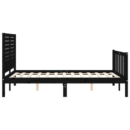 Estrutura de cama com cabeceira 120x200cm madeira maciçao preto