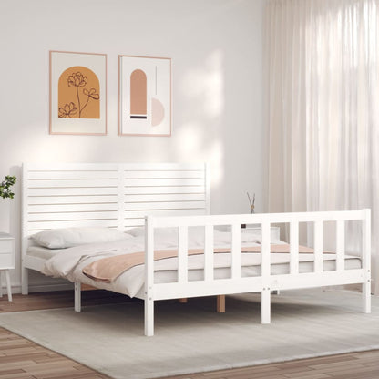 Estrutura de cama com cabeceira 160x200 cm madeira maciça