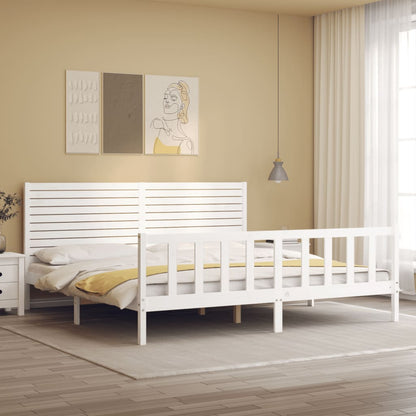 Estrutura cama Super King Size c/ cabeceira madeira branco