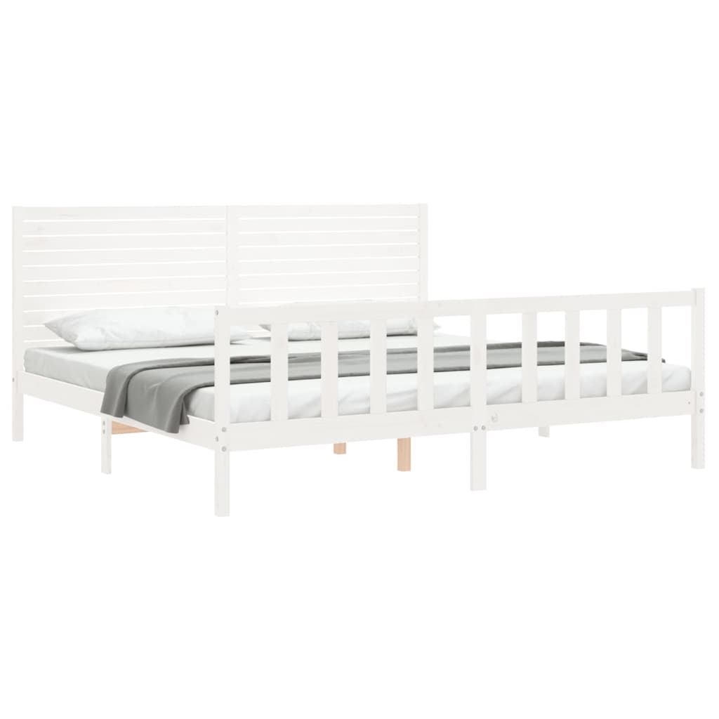 Estrutura cama Super King Size c/ cabeceira madeira branco