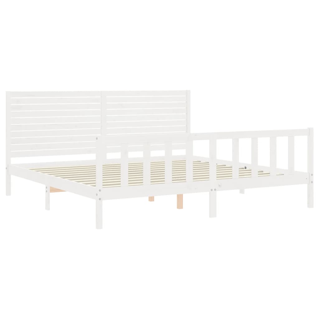 Estrutura cama Super King Size c/ cabeceira madeira branco