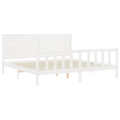 Estrutura cama Super King Size c/ cabeceira madeira branco