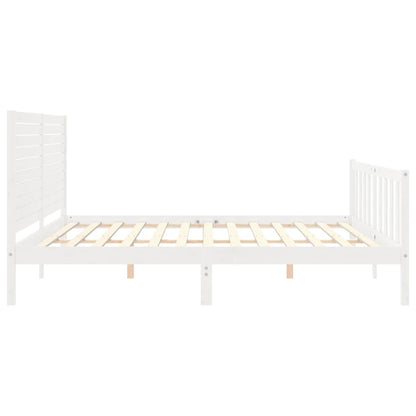 Estrutura cama Super King Size c/ cabeceira madeira branco