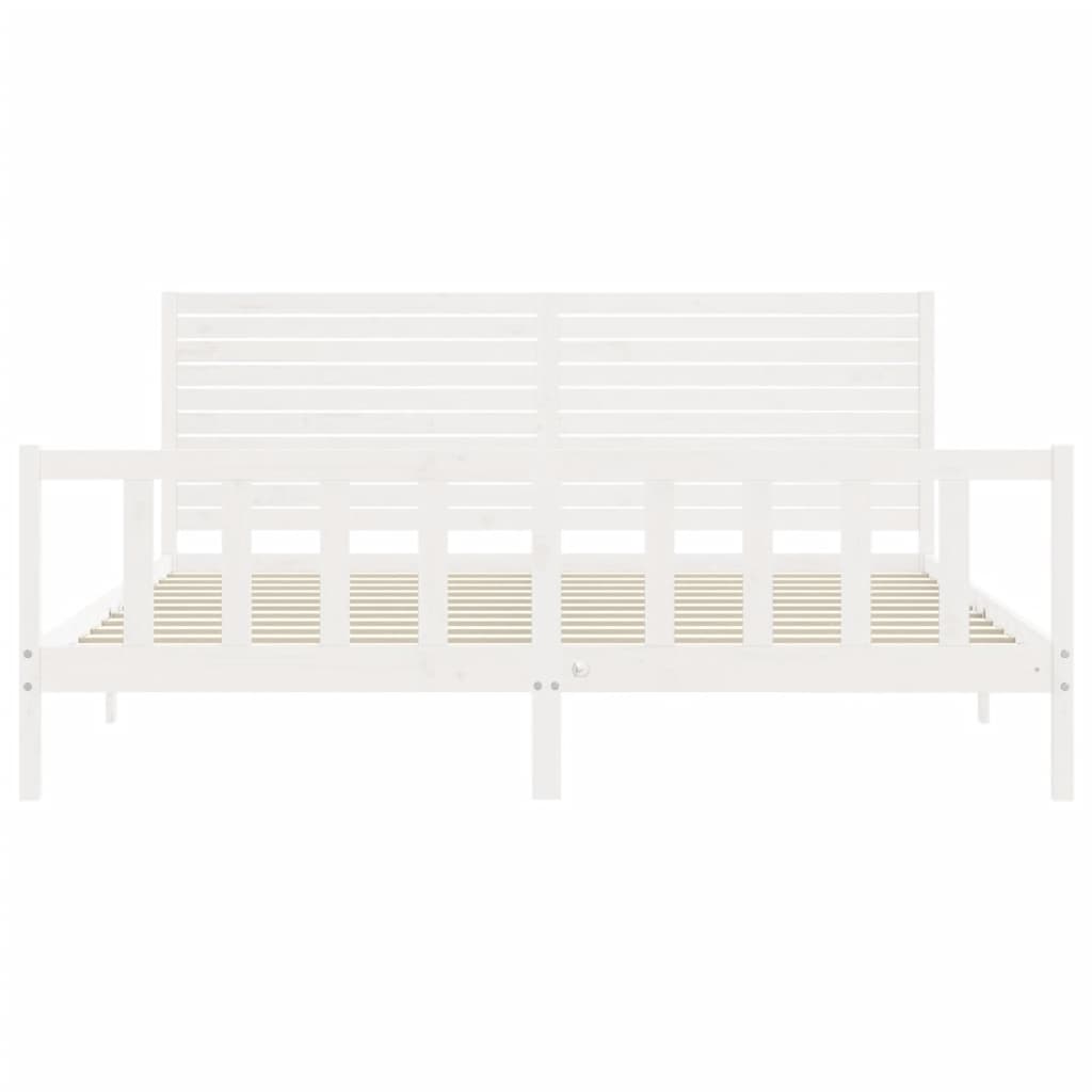 Estrutura de cama com cabeceira 200x200cm madeira maciça branco