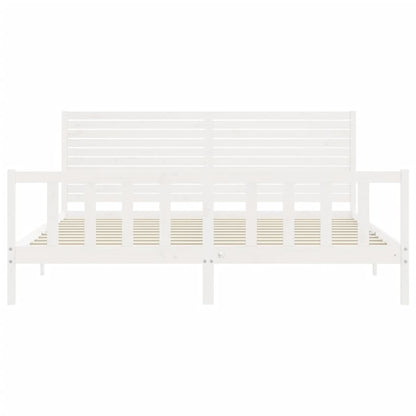 Estrutura de cama com cabeceira 200x200cm madeira maciça branco