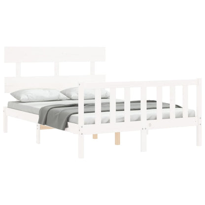 Estrutura de cama com cabeceira 140x190cm madeira maciça branco