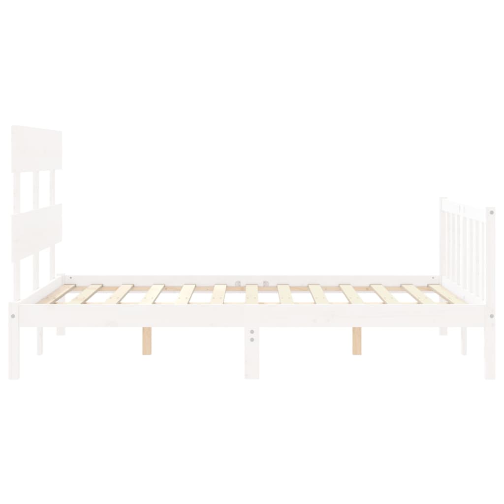 Estrutura de cama com cabeceira 140x190cm madeira maciça branco