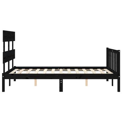 Estrutura de cama com cabeceira 140x190 cm madeira maciça preto