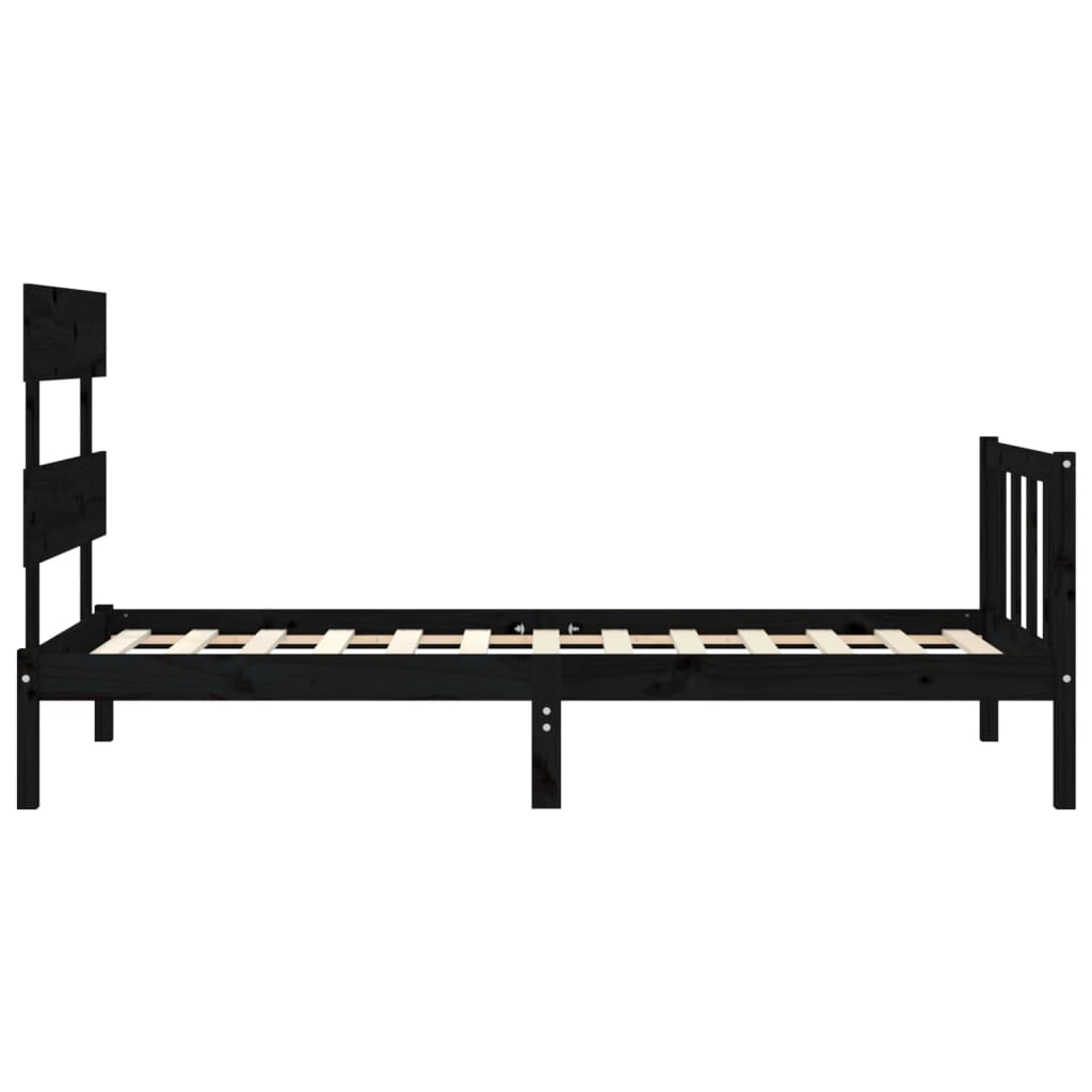 Estrutura de cama com cabeceira 90x200 cm madeira maciça preto