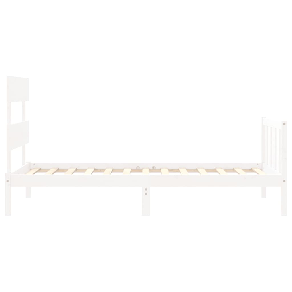 Estrutura de cama com cabeceira 100x200cm madeira maciça branco