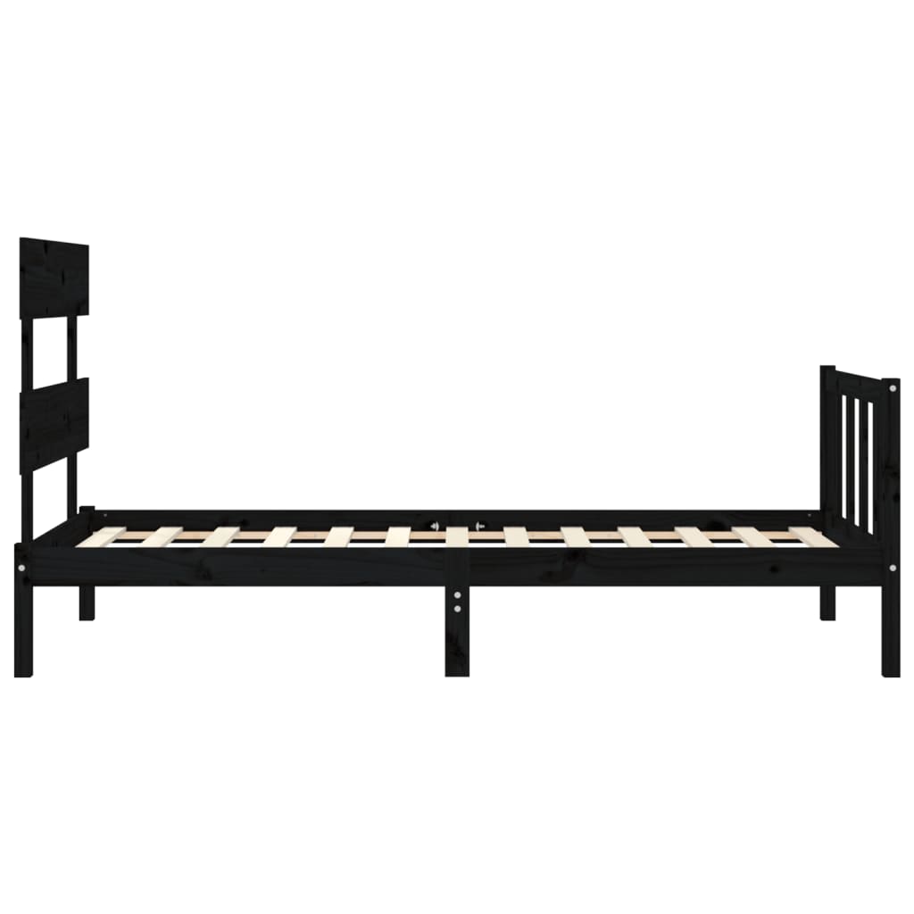 Estrutura de cama com cabeceira 100x200 cm madeira maciça preto