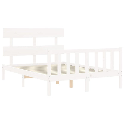 Estrutura de cama com cabeceira 120x200cm madeira maciça branco