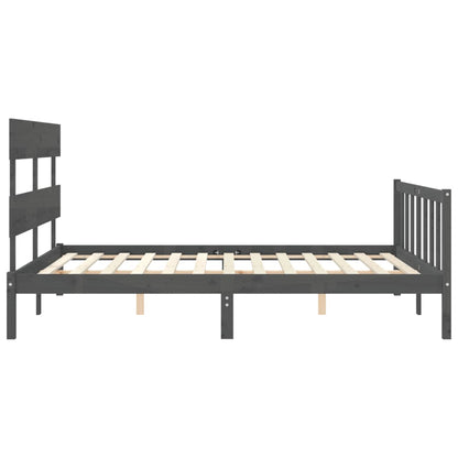 Estrutura de cama com cabeceira 160x200 cm madeira maciça cinza