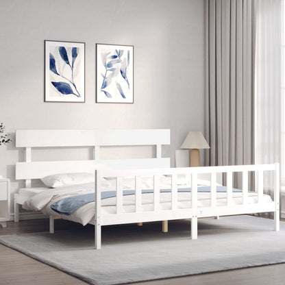 Estrutura cama Super King Size c/ cabeceira madeira branco