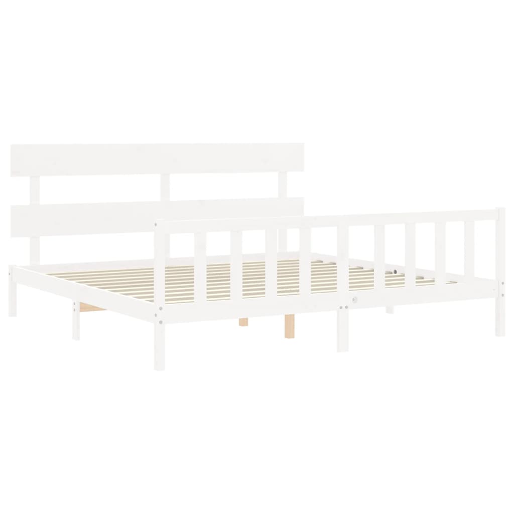 Estrutura cama Super King Size c/ cabeceira madeira branco