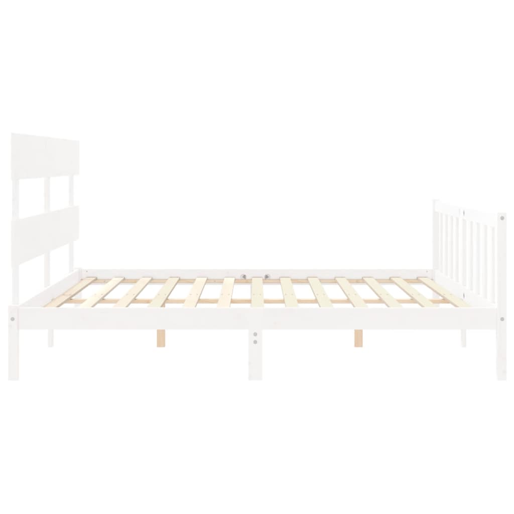 Estrutura cama Super King Size c/ cabeceira madeira branco