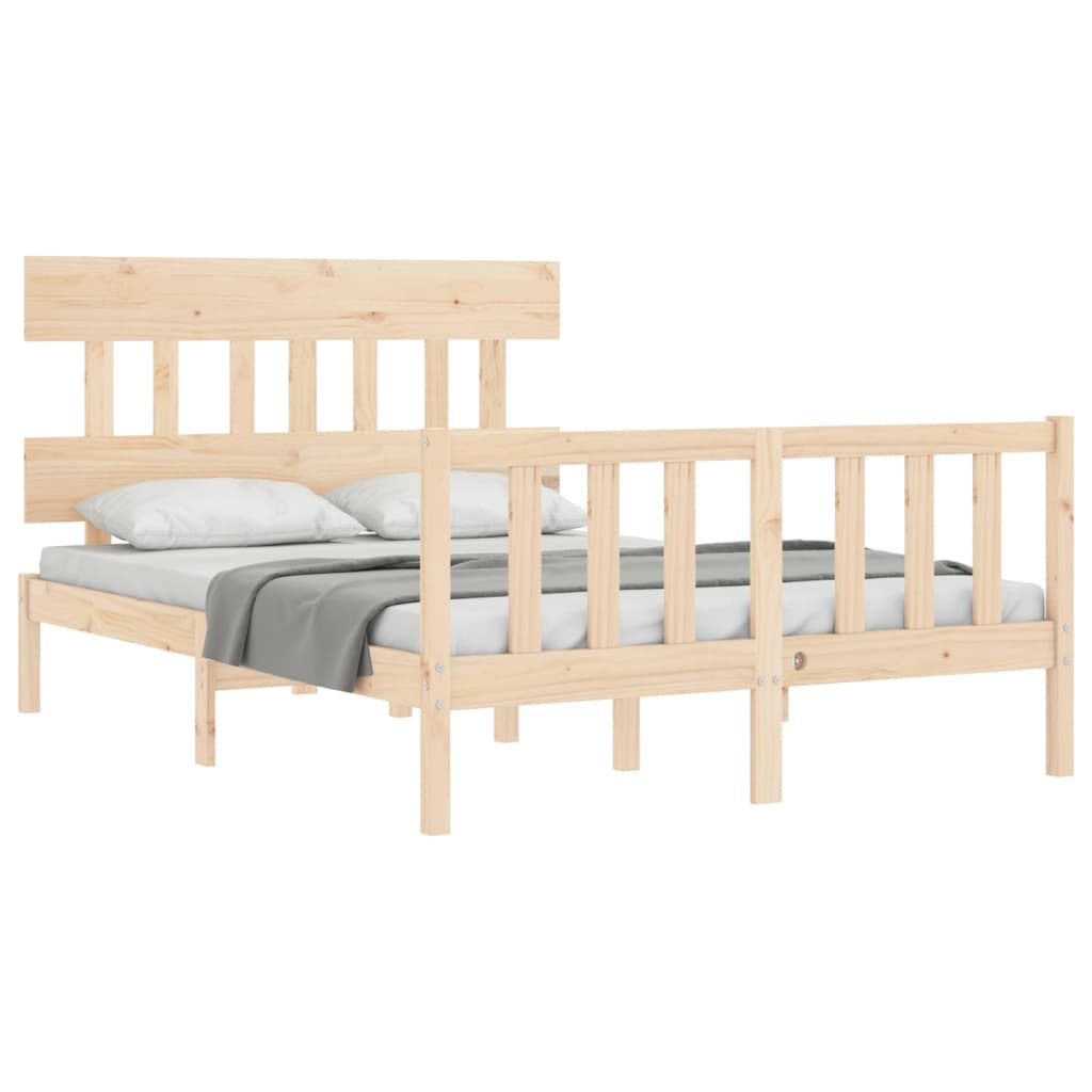 Estrutura de cama com cabeceira 140x190 cm madeira maciça