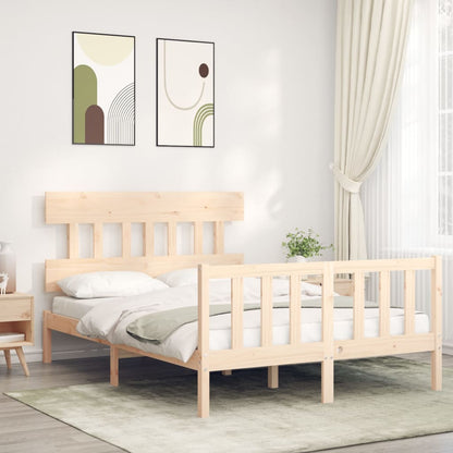 Estrutura de cama com cabeceira 140x190 cm madeira maciça