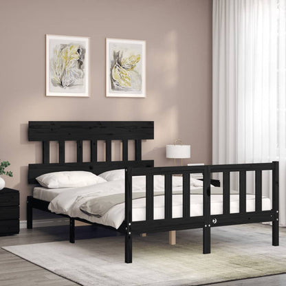 Estrutura de cama com cabeceira 140x190 cm madeira maciça preto