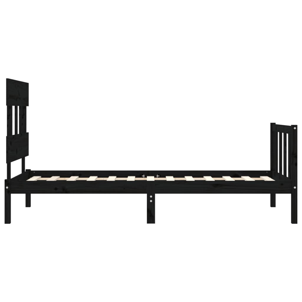 Estrutura de cama com cabeceira 90x200 cm madeira maciça preto