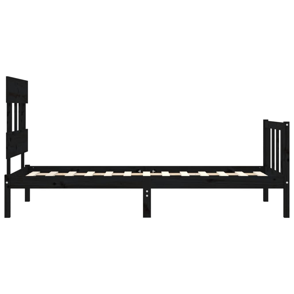 Estrutura de cama com cabeceira 100x200 cm madeira maciça preto