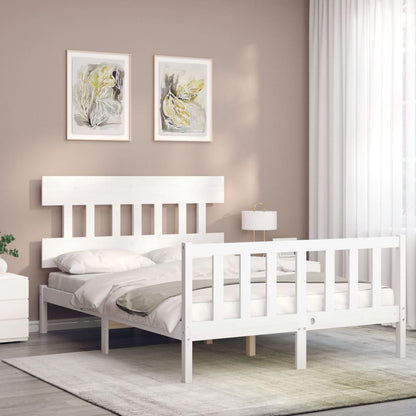 Estrutura de cama com cabeceira 120x200cm madeira maciça branco