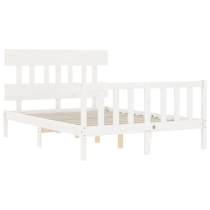 Estrutura de cama com cabeceira 120x200cm madeira maciça branco