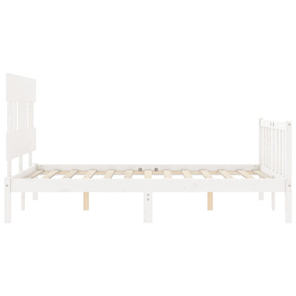 Estrutura de cama com cabeceira 120x200cm madeira maciça branco